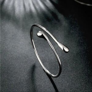 New Silver Waterdrop Bangle Bracelet Open Design